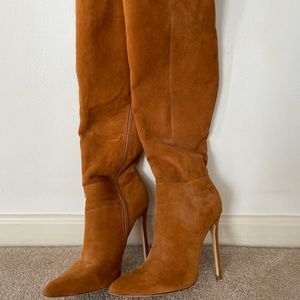 Thigh high Caramel Suede Stiletto Boots